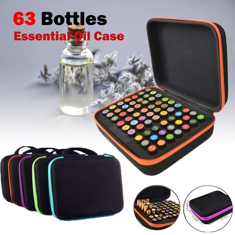 63 botellas de aceite esencial funda de transporte para 1ml -3ml botellas de esencia de aceite caja de estuche de viaje y transporte funda de transporte viajar a casa de mano portátil bolsa de herramientas ► Foto 1/6