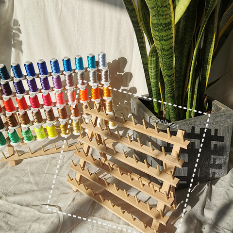 Sanbest-estante de almacenamiento de hilo de coser y bordado, soporte de madera plegable, soporte organizador de montaje en pared ► Foto 1/6