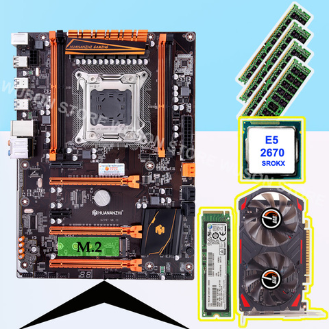 Marca HUANANZHI de X79 Placa base con M.2 128G SSD NVME GPU GTX750TI 2G RAM 4*8G 1600 RECC CPU Intel Xeon E5 2670, 2,6 GHz ► Foto 1/1