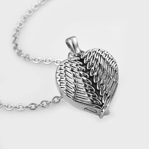 De urna Collar para las cenizas de alas de Ángel cremación del corazón joyería recuerdo monumento de acero inoxidable Ash soporte colgante ► Foto 1/6