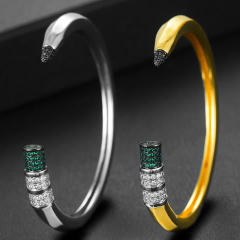 GODKI-brazalete con diseño de lápiz para mujer, brazalete de boda de cristal de circonia cúbica completa, pulsera de fiesta de Color plata de Dubái 2022 ► Foto 1/6