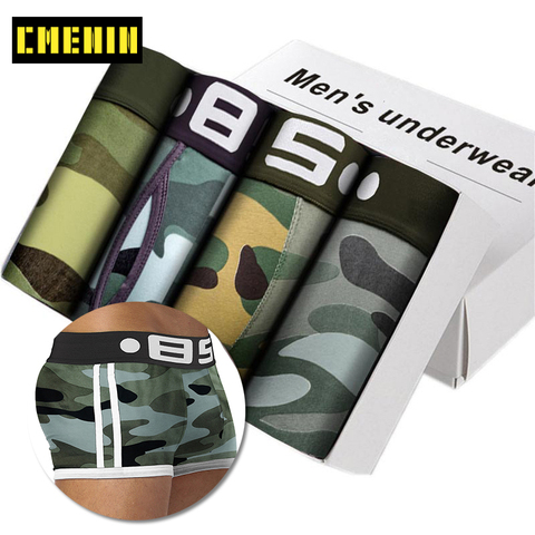 Calzoncillos de camuflaje para hombre, ropa interior masculina de algodón suave, sexy antideslizantes, tipo Boxershorts, por 4 uds/lote ► Foto 1/6