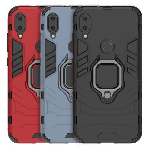 Funda trasera de plástico a prueba de golpes para Xiaomi Redmi Note 7, soporte de anillo, agarre, funda de armadura del teléfono, parachoques, novedad ► Foto 1/6