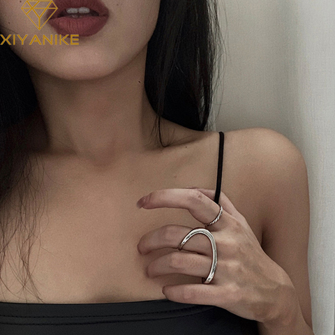 XIYANIKE-anillo minimalista de Plata Irregular de Ley 925 con personalidad geométrica, anillos abiertos, joyería de fiesta, novedad de 2022 ► Foto 1/6