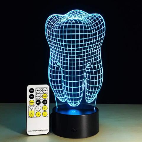 Los dientes tipo 3D Led lámpara Dental regalo creativo de 3D Diente de Luz clínica Dental arte Artware noche Dental muestra ► Foto 1/6