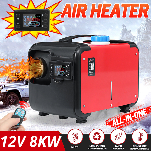 Hcalory-calentador de aire todo en uno, 1-8kw, rojo, 8KW, 12V, un agujero, para camiones, casas con Motor, barcos, autobús + interruptor de llave LCD ► Foto 1/6