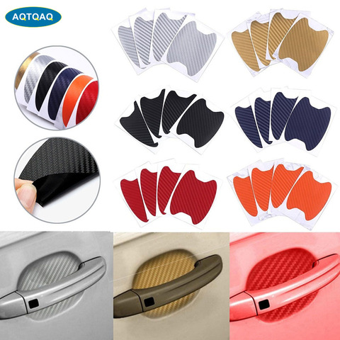 4 unids/set Puerta de coche de fibra de carbono arañazos resistente a la cubierta de protección para manija película Exterior Accesorios de estilo de coche ► Foto 1/6