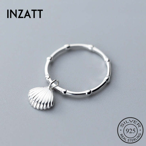 INZATT-Anillo de concha minimalista para mujer, Plata de Ley 925 auténtica, accesorios de joyería delicada para fiesta, regalo de cumpleaños ► Foto 1/6