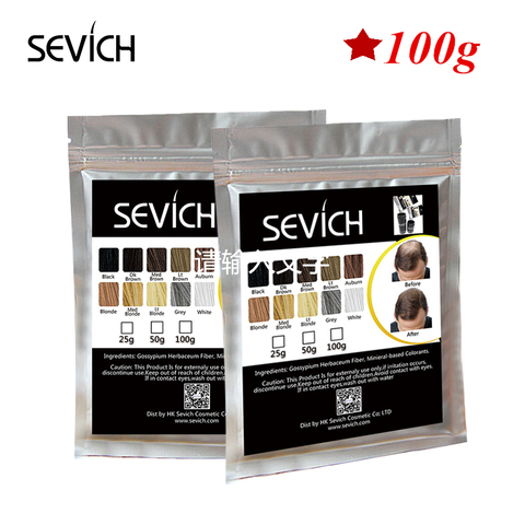 Sevich-queratina para construcción del cabello, 100g, extensión de polvo de Color para Estilismo instantáneo, adelgazamiento y crecimiento del cabello ► Foto 1/6