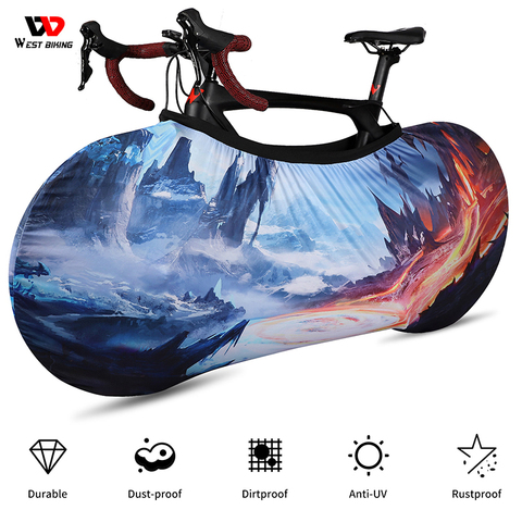 WEST BIKING-Funda para ruedas de bicicleta, Cubierta protectora para bicicletas de montaña, antipolvo y antiarañazos para interiores 26 27,5 29 700C ► Foto 1/6