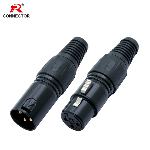 XLR-enchufe macho o conector hembra, 3 pines, Color negro, adaptador de micrófono XLR, 1 ud. ► Foto 1/6