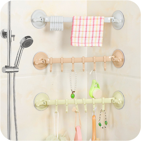 Ganchos móviles de plástico para baño, colgador de cocina, organizador, accesorios de baño, estante de almacenamiento Flexible, 6 ganchos ► Foto 1/6