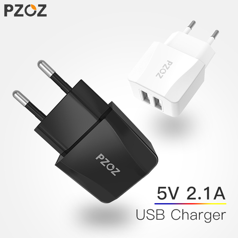 Pzoz adaptador de cargador Usb Dual 2a 5 V viaje cargador de pared portátil Usb teléfono móvil inteligente Enchufe europeo para iphone ipad Samsung Xiaomi 9 ► Foto 1/6