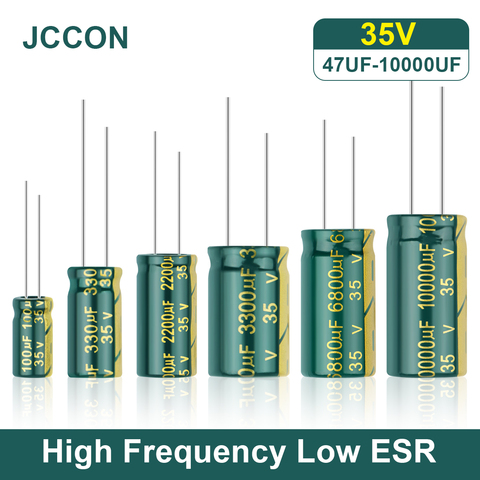 JCCON condensador de aluminio alta frecuencia de baja ESR 35V 47UF 100UF 220UF 330UF 470UF 380UF 1000UF 2200UF resistencia supercondensador ► Foto 1/6