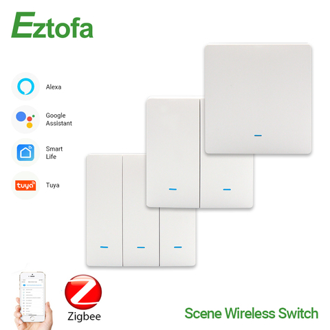 Interruptor de batería Tuya ZigBee, interruptor de Panel de escena, automatización de un botón, funciona con Hub TuYa ZigBee, enlace de un clic ► Foto 1/6