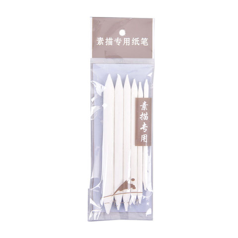 Set de 6 unidades de pinceles para dibujo artístico, set de 6 unidades de pinceles para difuminado, pinceles para dibujo artístico, color blanco, carbón vegetal ► Foto 1/6