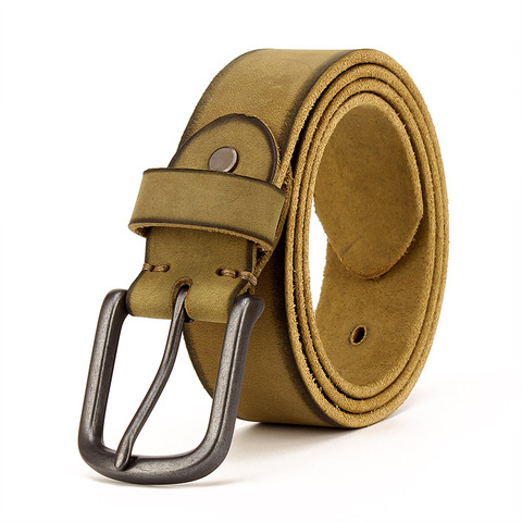 Cinturones de cuero genuino de la vaca superior para hombres jeans Do old oxidado negro hebilla retro vintage hombres vaquero cinturón ceinture homme ► Foto 1/6