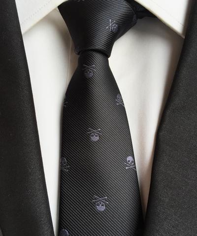 Corbatas con estampado de calavera para hombre, corbatas negras y plateadas a la moda ► Foto 1/2