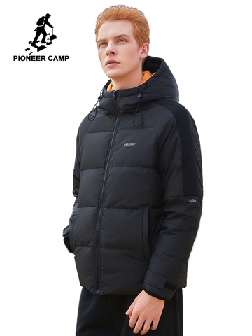 Pioneer Camp-Chaqueta de plumón para hombre, chaqueta de 100% corta de poliéster con capucha y cremallera, Color negro y amarillo, abrigos gruesos informales para hombre AYR902305T ► Foto 1/5