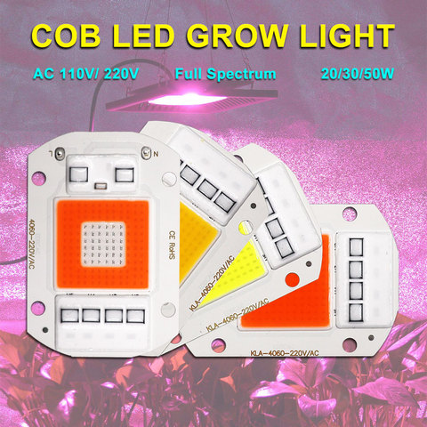 COOLEEON AC 220V COB LED Grow Light 20W 30W 50W Lámpara LED de espectro completo para plantas reflectores en crecimiento ► Foto 1/6