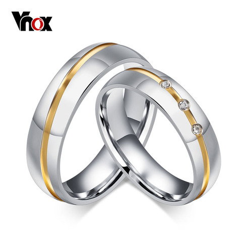 Vnox-anillos de boda para hombre y mujer, joyería de acero inoxidable 316l para 1 pieza ► Foto 1/6