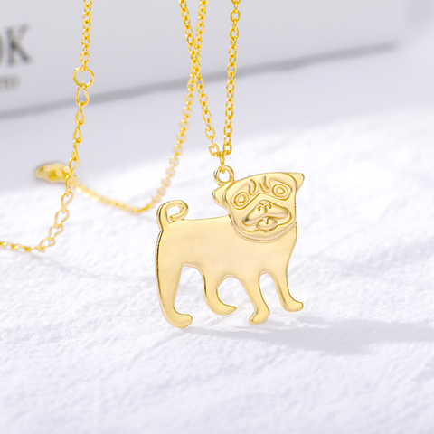 Collar con colgante para mujer, Gargantilla con diseño de Animal de Pug, joyería de dibujos animados ► Foto 1/6