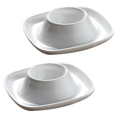 Soporte de cerámica Simple para desayuno, 2 uds., soporte para huevos para el hogar, estante para huevos, restaurante de cocina para el hogar (blanco) ► Foto 1/6
