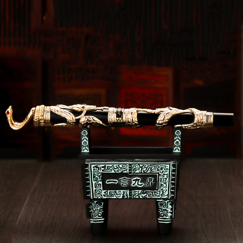Jinhao pluma estilográfica doble dragón/serpiente vintage y lujoso/lapicero de talla de metal en relieve para colección de bolígrafos de regalo ► Foto 1/6