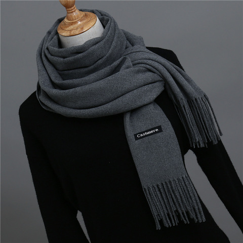 2022 gran oferta bufanda de la Cachemira de los hombres Unisex gruesa bufandas calentitas invierno negro y gris Caballero negocios de bufandas pañuelo femme ► Foto 1/6