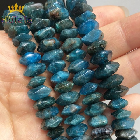 Abalorios de apatito azul irregulares, piedra auténtica Natural cortada, cuentas espaciadoras sueltas para fabricación de joyas, brazaletes, 15 '', 7,5'' ► Foto 1/6