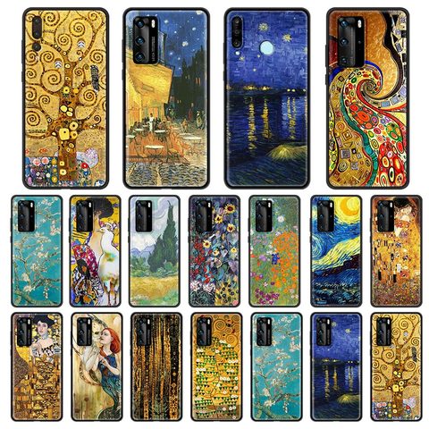 Estuche para teléfono suave para Huawei P30 P40 P20 Pro P10 Lite P Smart 2022 de 2022 de silicona Fundas de la cubierta de noche estrellada de Van Gogh Klimt beso ► Foto 1/6
