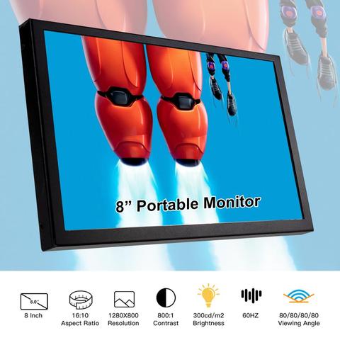 Elegrow-Monitor portátil Raspberry Pi de 8 pulgadas, pantalla LCD de 1280x800P de doble altavoz para dispositivos de videojuegos Raspberry Pi ► Foto 1/1