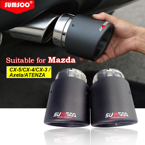 SUMSOO-tubo de escape de fibra de carbono para Mazda, CX-5, cx-4, cx-3, Axela, Mazda, ATENZA, decorativos modificados, 1 unidad ► Foto 1/6