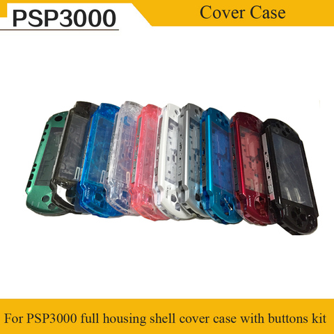 Funda transparente de 10 colores para PSP3000 PSP 3000, repuestos para consolas de juegos, cubierta de cobertura completa con kit de botones ► Foto 1/6