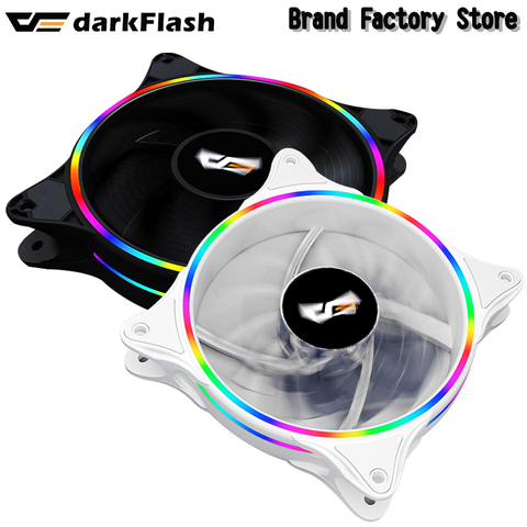 DarkFlash D1-ventilador LED de arco iris para ordenador, 120mm, 12cm, 4 pines, Enfriador de refrigeración, funda silenciosa, rgb ► Foto 1/6