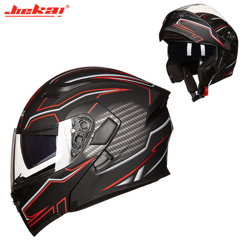 DOT JIEKAI JK902 abatible hacia arriba casco de MOTO, doble lente MOTO motocross scooter casco negro blanco Rojo M L XL 2XL ► Foto 1/6