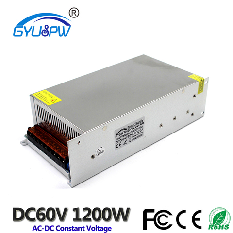 Fuente de alimentación conmutada DC 60V 20A 1200W, transformador de controlador de interruptor de conmutación 220V AC DC60V SMPS para máquina de equipo Industrial ► Foto 1/6