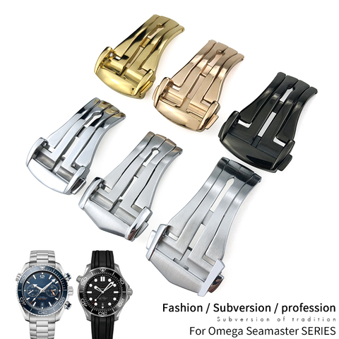 Hebilla de reloj para correa de cuero Omega, accesorios de hebilla plegable de acero dorado, negro, plateado, 16/18mm, 20mm ► Foto 1/6