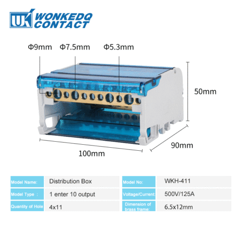 WKH411-caja de bloques de terminales de carril Din de conexión de tornillo Modular, Bloque de Distribución de Energía de empalme de cable eléctrico Universal, WKH-411 ► Foto 1/6