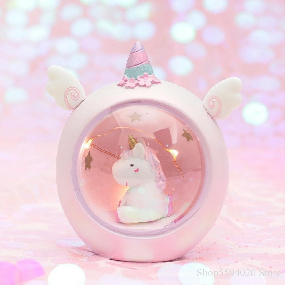 Lámpara de estrella de unicornio para dormitorio, decoración de mesa pequeña para habitación de niña, figura de acción de Anime, dibujo de unicornio ► Foto 1/6