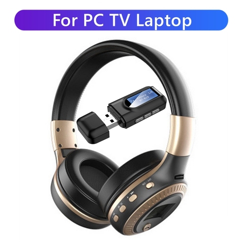 Auriculares inalámbricos Bluetooth con pantalla LCD, cascos con micrófono, estéreo HiFi, música, cancelación de ruido, para PC, TV, PS4, teléfono, Gamer ► Foto 1/6