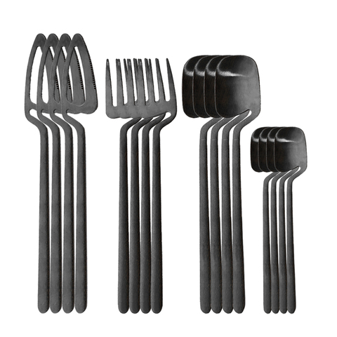 16 unids/set negro mate cubiertos 304 vajilla de acero inoxidable cuchillo tenedor cuchara para cenas de cocina conjunto de cubiertos vajilla conjunto ► Foto 1/6