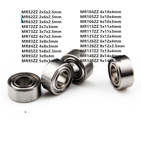 MR Series-Rodamientos de bolas Blindados de Metal, 10 Uds., a MR149ZZ MR52ZZ, modelo miniatura cojinete ► Foto 1/3