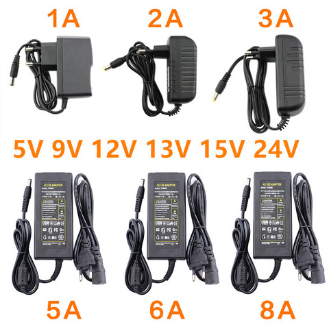 Fuente de alimentación AC DC, 12V, 5V, 6V, 8V, 9V, 10V, 12V, 13V, 14V, 15V, 24V, 1A, 2a, 3A, 5A, 6A, 8A, transformador de 220V a, 12V, CA adaptador LED controlador ► Foto 1/6