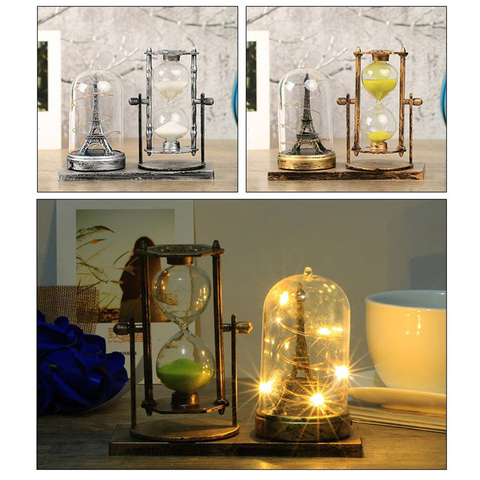 2 uds. De torre de luz LED de reloj de arena Vintage, lámpara de mesa de escritorio, decoración de vacaciones para el hogar, regalos, luz de noche de mesa, luz led para habitación de chico ► Foto 1/6