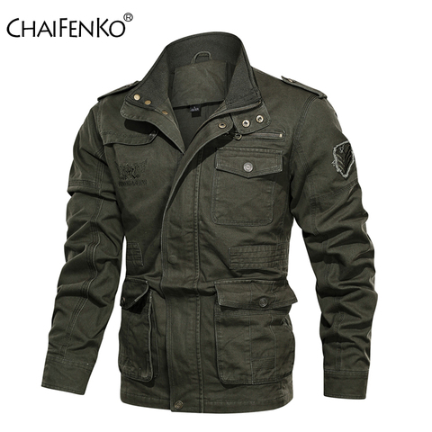 CHAIFENKO-chaqueta militar para hombre, Cazadora Bomber de invierno, abrigo de piloto de algodón de Safari del ejército, moda informal de carga ajustada, Coa, otoño ► Foto 1/6