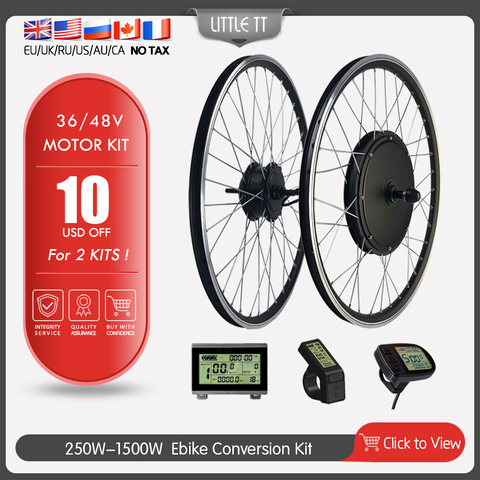 Kit de conversión de bicicleta eléctrica, Motor de cubo de rueda delantera/trasera, 36V, 350W, 500W, 48V, 1000W, 1500W, 20-29 pulgadas, 700C ► Foto 1/6