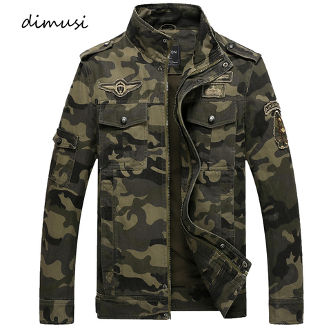 DIMUSI-Cazadora informal de otoño para hombre, abrigos militares del ejército de camuflaje, prendas de vestir ajustadas, rompevientos, chaquetas ► Foto 1/6