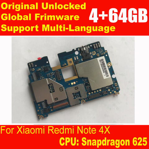 El trabajo Original de la placa base para Xiaomi Redmi nota 4X Nota 4 versión Global 4 + 64GB Snapdragon 625 placa base firmware MIUI Note4X ► Foto 1/2