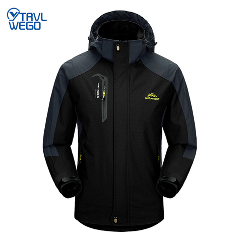 TRVLWEGO-Chaqueta de acampada y senderismo para hombre, abrigos deportivos de otoño para exteriores, cortavientos de escalada, chaquetas impermeables de viaje, color negro ► Foto 1/1